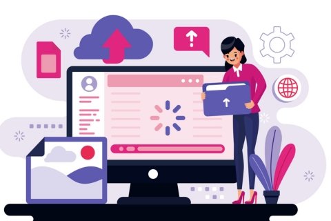 a person standing next to a computer