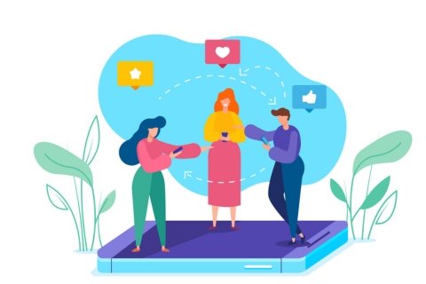 a group of people standing on a cellphone