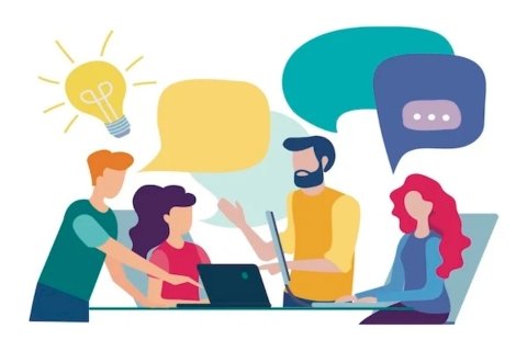 People discussing ideas in a meeting room