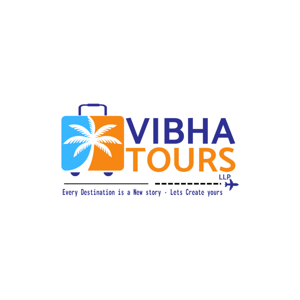Vibha Tours logo: a stylized globe with airplane trails, symbolizing adventure and global travel.