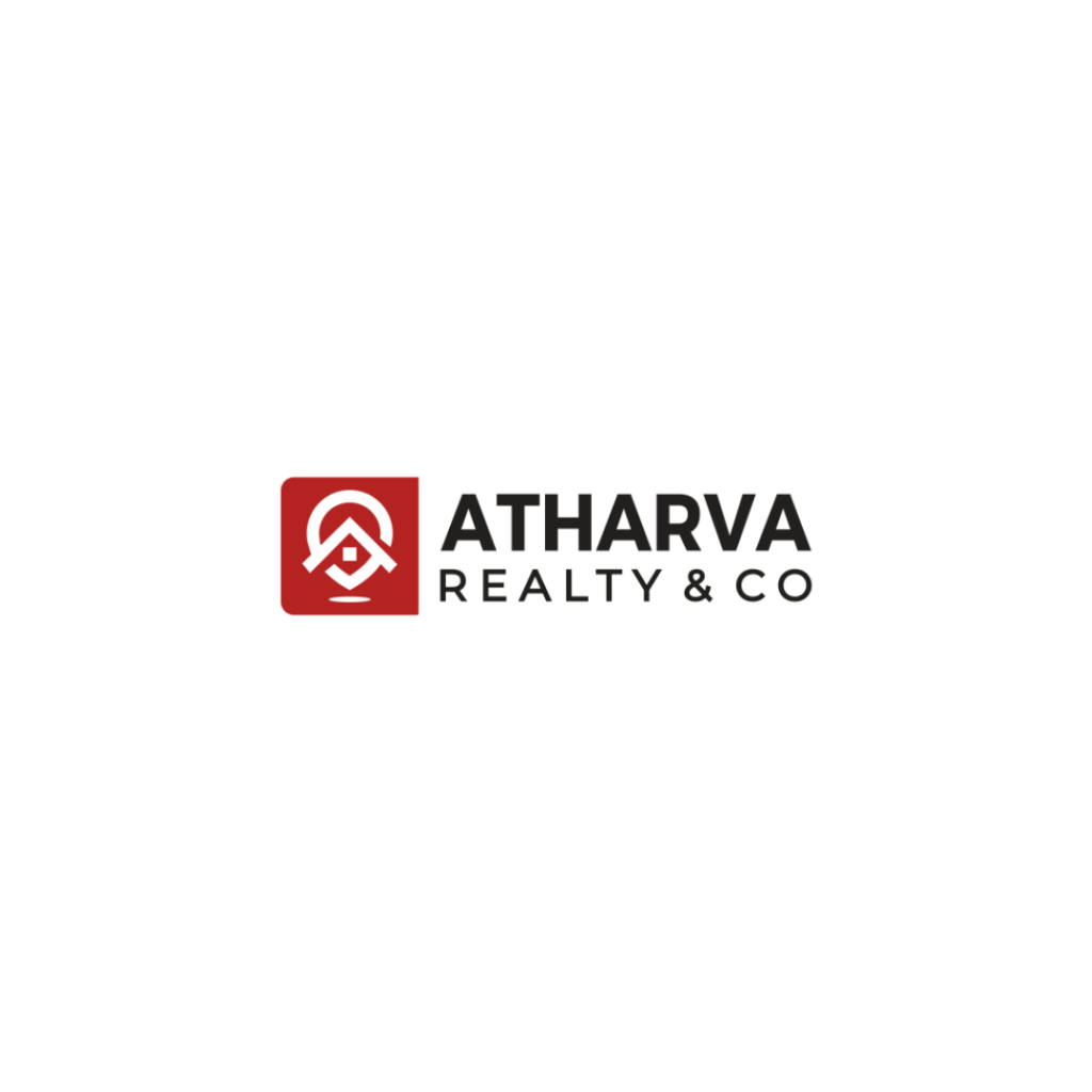 Logo for Atharva Realty & Co: A sleek and modern design featuring the company's name in bold, with a subtitle color palette.